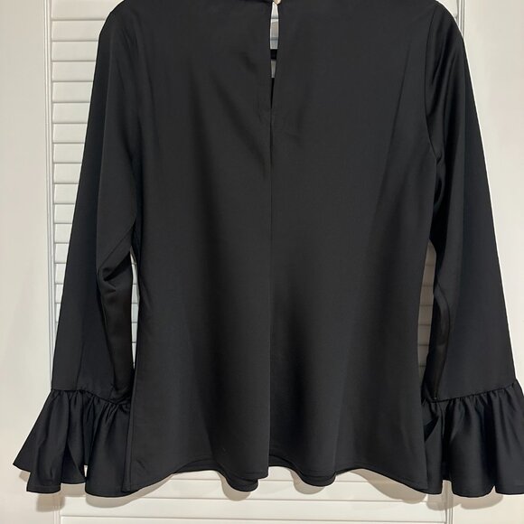 J.Crew Winter Garden Top – Black – Size M – Ruffle Sleeve - Picture 2 of 4